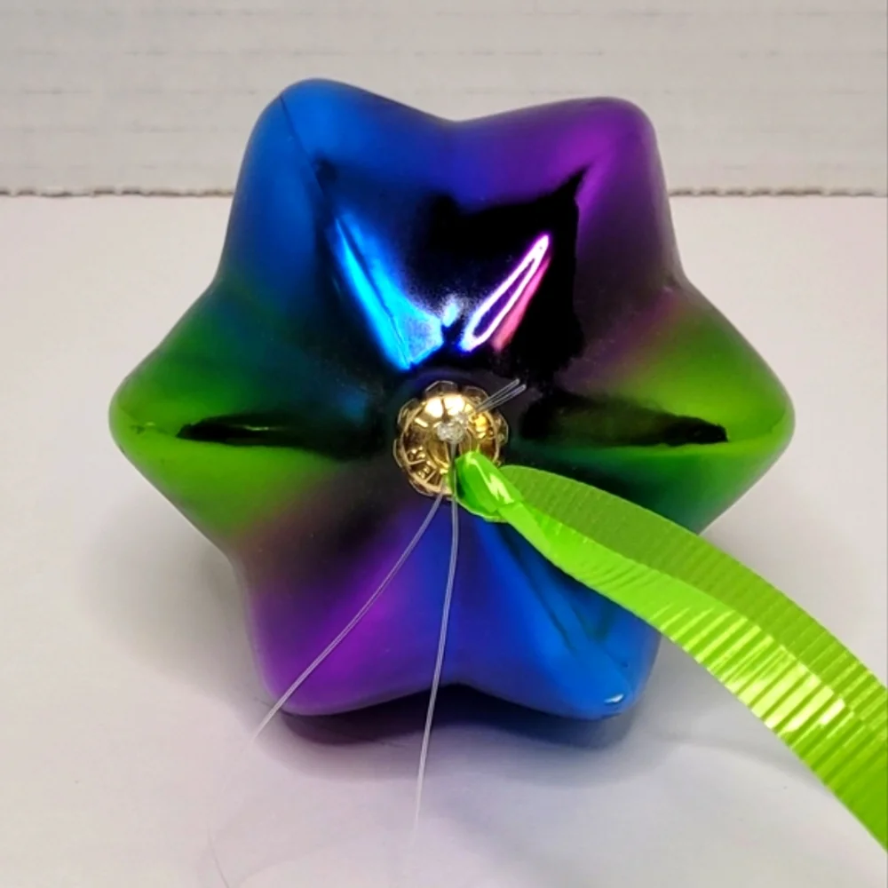 Beautiful Blue Green Purple Iridescent Teardrop Glass Ornament Pier 1 Imports 5